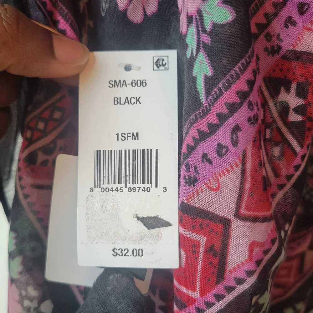 Steve Madden Wide Scarf Wrap Floral Black and Pink